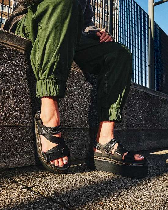 Sandalias Ligeras Dr. Martens Kimber Logo Webbing Strap Mujer Negros MX-58324